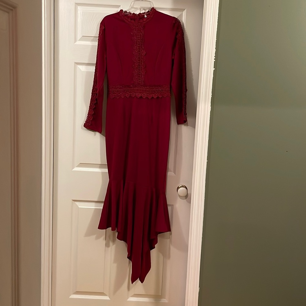 Gorgeous, deep red, elegant, formal maxi dress.